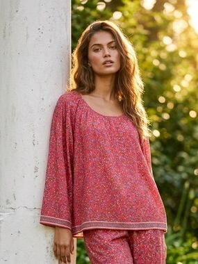 Max Studio 3X Boho Floral Tunic Top